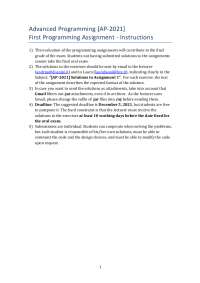 Advanced Programming [AP-2021] First Programming ... | Exams Designs ...