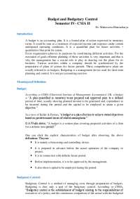 Budgeting and Cost Control: Understanding Budgets and Their Classifications