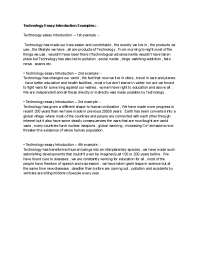 Technology Essay Introduction Examples