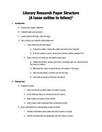 Literary Research Paper Structure (A loose outline to follow)
