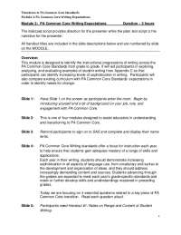 Understanding PA Common Core Writing Expectations and Standards for Students