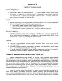 JEAN WATSON THEORY OF HUMAN CARING Human Being ...