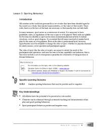 Lesson 3: Sporting Behaviour