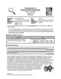 Introduction to Experimental Psychology