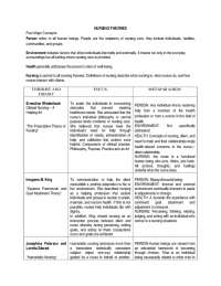 NURSING THEORIES Four Major Concepts: Person refers to ...