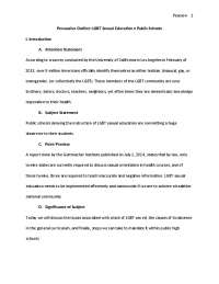 LGBT Sexual Education n Public Schools