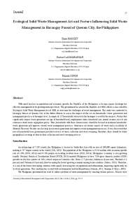 Ecological Solid Waste Management Act and Factors ...