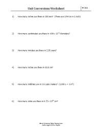 Unit Conversions Worksheet