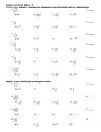 Multiply and Divide Radicals 1 Multiple Choice. Simplify by ...