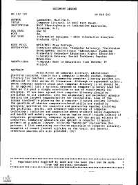 Computer Literacy. An ERIC Fact Sheet. ERIC Clearinghouse ...