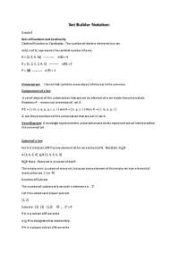 Sets and Cardinality in Mathematics: Grade 9 Worksheet