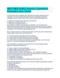 HESI MED-SURG Practice Questions &Answers Key Terms