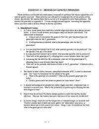 EXERCISE 11 – MENDELIAN GENETICS PROBLEMS