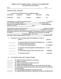 Name Class ______ Principles of Ecology – Study Guide I. Us
