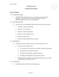 Construction Joints Specifications: Materials, Execution, and Related Sections