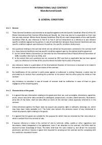INTERNATIONAL SALE CONTRACT Manufactured Goods B ...