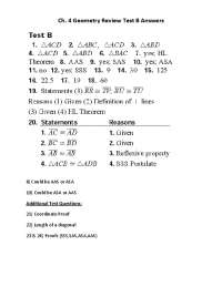 Ch. 4 Geometry Review Test B Answers | Study notes Geometry | Docsity