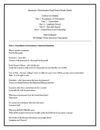 American Government Final Exam Study Guide