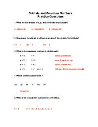 Orbitals and Quantum Numbers Practice Questions