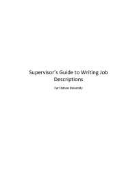 Creating Effective Job Descriptions: A Guide for Stetson University