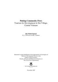 Tourism for Development in Doi Village, Central Vietnam