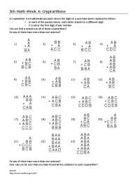 5th Math Week 4: Cryptarithms
