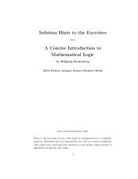 Solution Hints to the Exercises A Concise Introduction to ...