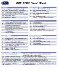 PHP PCRE Cheat Sheet