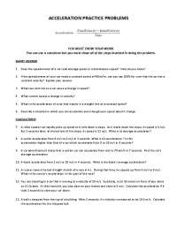 Acceleration Practice Problems: Physics Exercises for High School Students