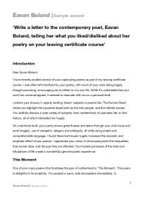 Eavan Boland |​​Sample answer