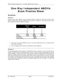 ANOVA Exam Practice: Hand Calculation of ANOVA & Contrasts for Experiments