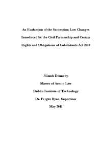 Rights and Entitlements in Civil Partnerships & Succession Law for Children & Relations