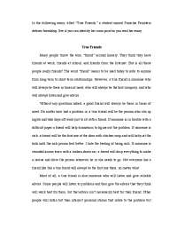The Essay on True Friends: Defining and Recognizing Genuine Relationships