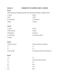 Science 9 ANSWER KEY TO CHAPTER 4 AND 5.1 REVIEW