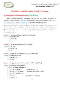 Simplification And Minimization Of Boolean Functions