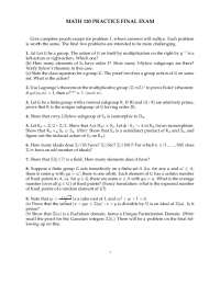 MATH 120 PRACTICE FINAL EXAM