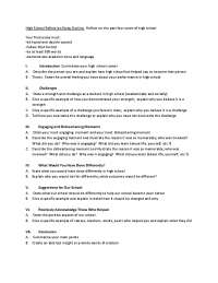High School Reflection Essay Outline