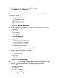 Logistic supply and chain management | Study notes Logistics | Docsity