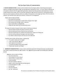 The Four Basic Styles of Communication | Exercises Communication | Docsity
