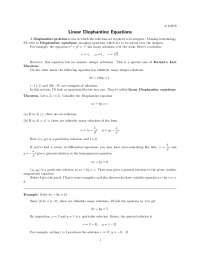 Linear Diophantine Equations: Solving Equations with Integer Solutions