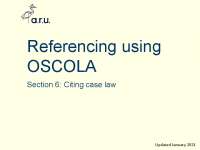 OSCOLA Guidance for Citing Case Law: Neutral Citations and Report Citations