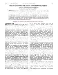 CLOUD COMPUTING INFLUENCE ON OPERATING SYSTEM