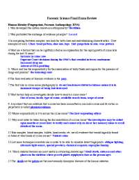Forensic Science Final Exam Review