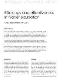 Efficiency & Accountability in Higher Education: Impact on Australian Universities