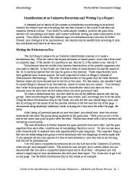 Identification of an Unknown Bacterium and Writing Up a Report