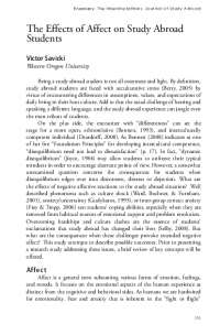 The Impact of Affect on Study Abroad Experiences: A Comparison of High and Low Mood Groups