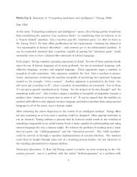 Summary of “Computing machinery and intelligence” (Turing ...