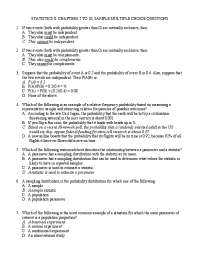 Statistics 8: chapters 7 to 10, sample multiple choice questions ...