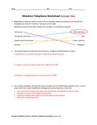 Mutation Telephone Worksheet Answer Key
