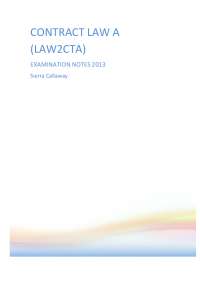 Contract Law Examination Notes 2013: Offer, Acceptance, and Consideration